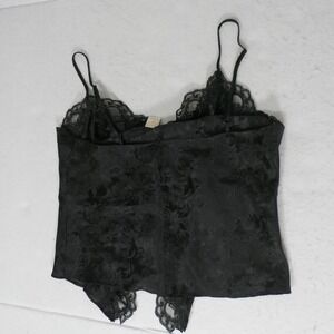 Victoria's Secret Womens Camisole M Black Gold Label Vintage Lace Coquette Goth